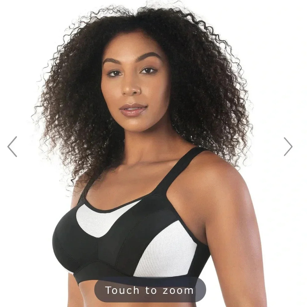 NWT Parfait Dynamic mid to high impact black and white sports bra sz 44D